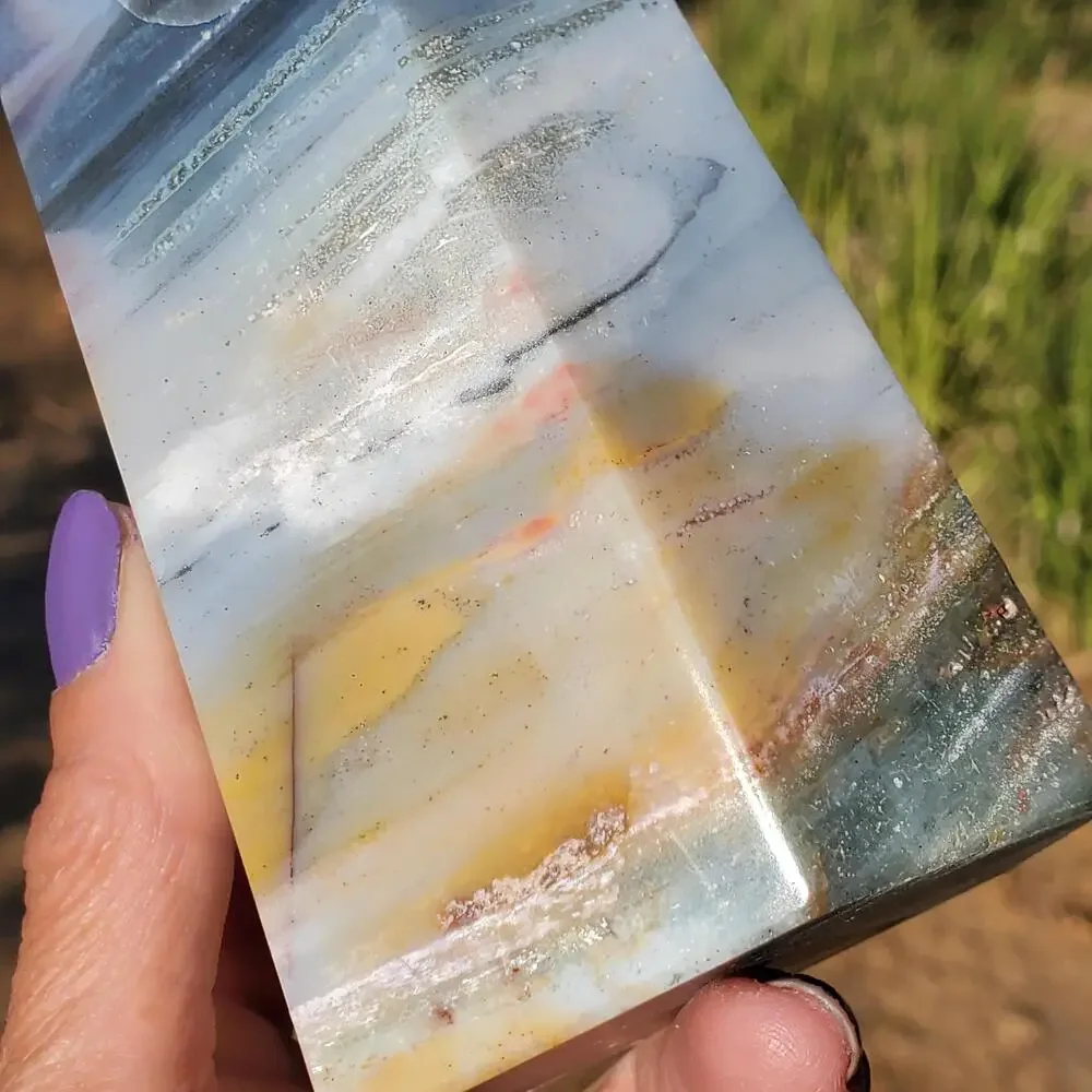 Ocean Jasper Blue Yellow Banded Masterpiece Tower Crystal 793 grams